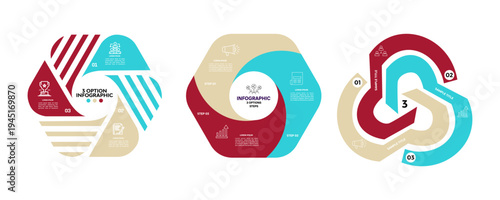 Vector triangle element for infographic set. infographic for presentation. Business concept with 3 options, parts, steps or processes. venn diagram 3 step.