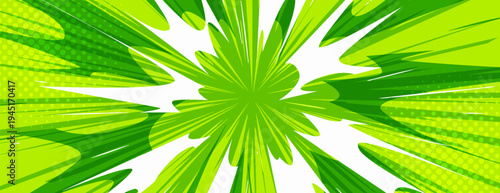 Comic book burst background with radial rays and halftone dots, cartoon vector illustration, dynamic red pop art banner for super hero action scenes and manga-style graphic designs.