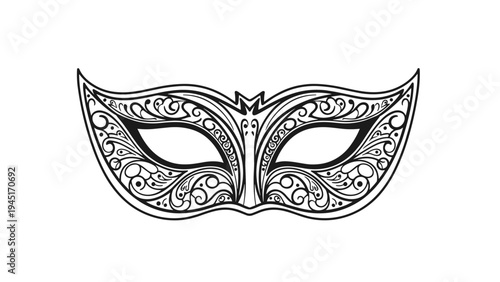 Ornate Venetian carnival mask design features intricate swirls and patterns suitable for a festive masquerade celebration.