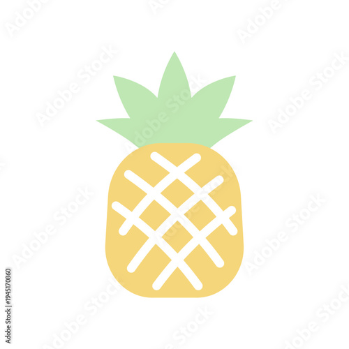 パイナップルのシンプルアイコン（イエロー・フラット）