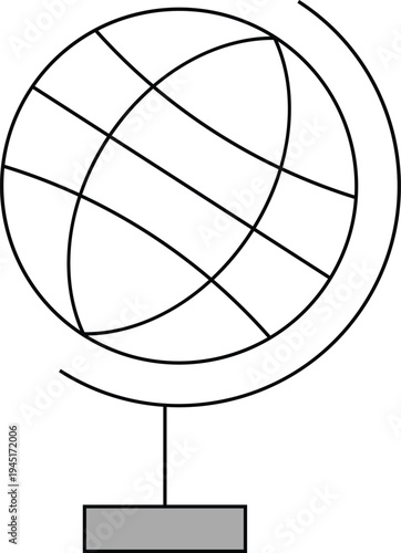 Vector illustration of a simple globe on a stand with latitude and longitude lines