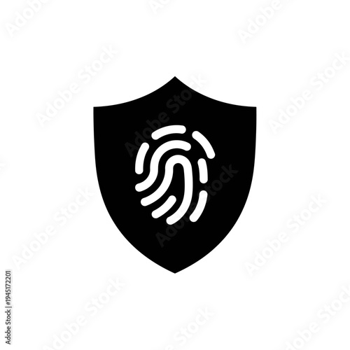 Shield with fingerprint icon for security.
