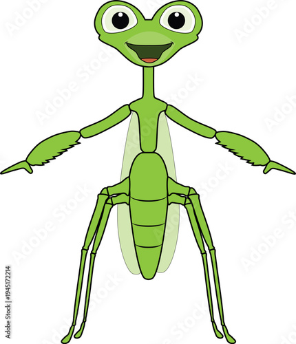 A Funny Praying Mantis is Standing and Laughing.