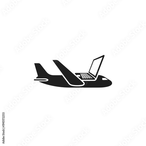 Airplane with laptop on board symbol.