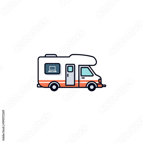 Colorful illustration of a motorhome.