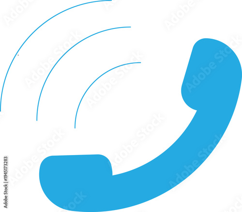 Blue telephone receiver with signal waves vector illustration