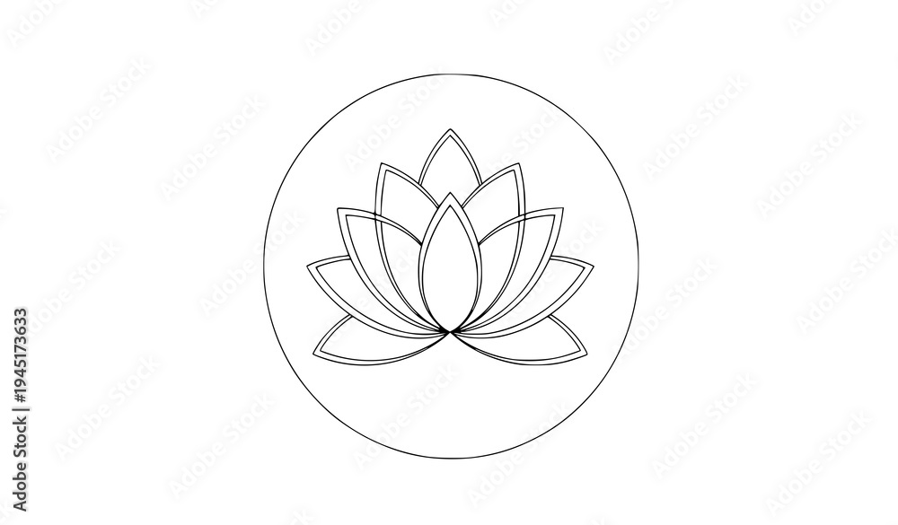 Fototapeta premium Minimal Lotus Flower Mandala Vector for Meditation and Wellness Design