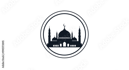 Islamic mosque silhouette logo design.