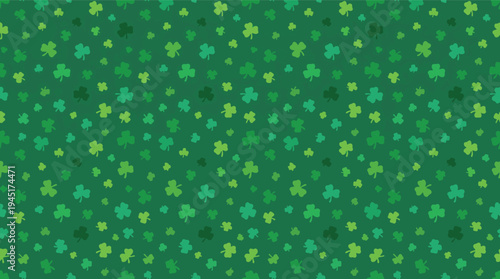 Seamless pattern featuring vibrant rainbows, shiny gold coins, and lucky four-leaf clovers on a green background, perfect for festive St. Patrick's Day designs