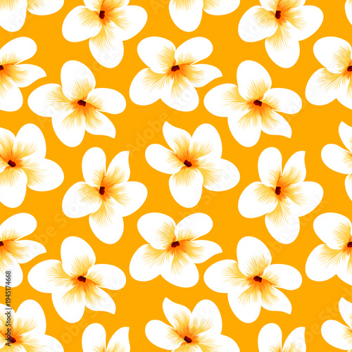 Plumeria Flower Seamless Pattern Tropical Floral Summer Background