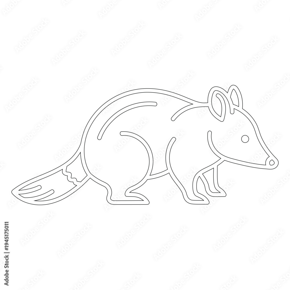 Obraz premium Minimal line opossum standing profile view black and white line minimal animal wildlife