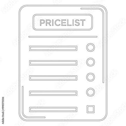 Minimal line pricelist document checklist in black and white price list