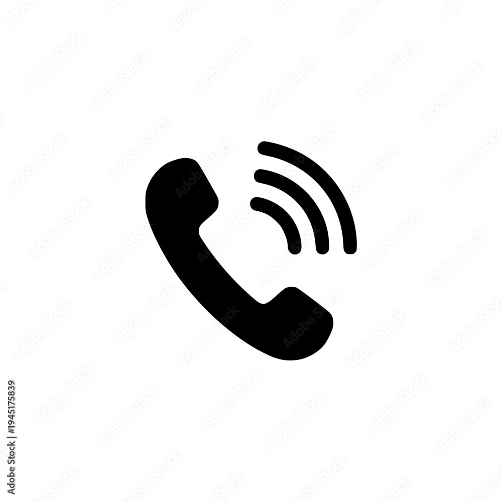 Fototapeta premium Minimalist black ringing phone icon vector design
