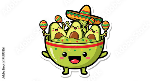 Guacamole bowl with smiling face.