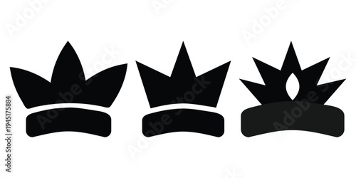 Crown set icons, collection different crown sign, silhouette crown symbol