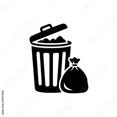Trash Can and Garbage Bag Icon