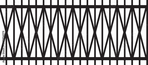 Decorative black geometric fence pattern for city architectural elements