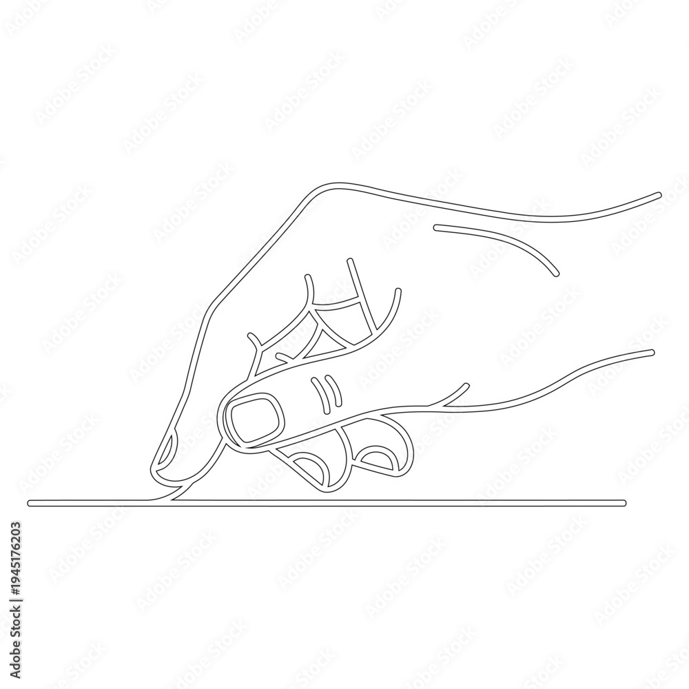 Obraz premium Minimalist line of a hand touching a surface with one continuous line