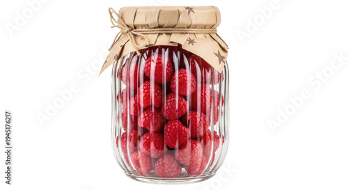 glass jar with red cherry 