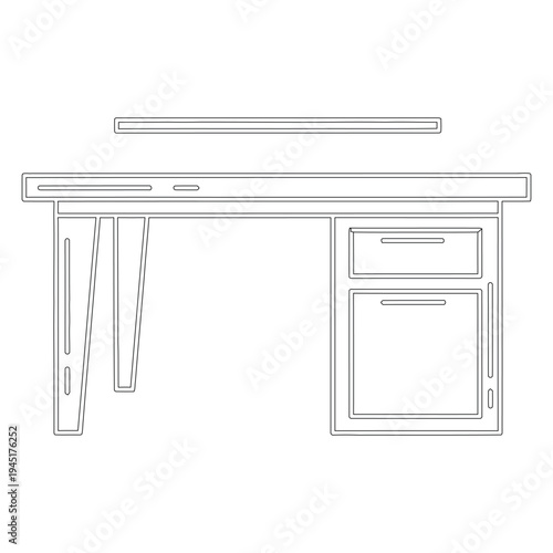 Minimalist line of a modern desk with drawers and shelf line modern desk furniture office furniture