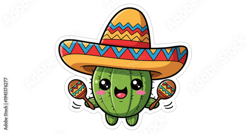 Cactus wearing sombrero and maracas.