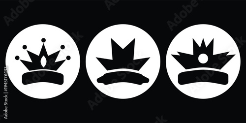 Regal Crown Icon Set - Minimalist Royal Silhouettes for Logo Design, Ranking, and Gaming Esports