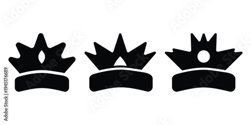 Crown set icons, collection different crown sign, silhouette crown symbol