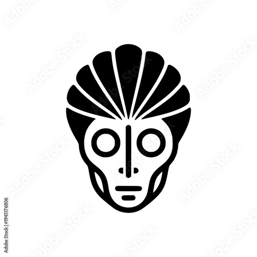Minimalist Ethnic Mask Vector Icon