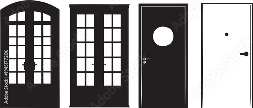 Collection of various doors, including arched, paneled, and modern designs