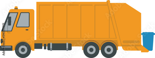 orange, garbage, truck, collecting, trash, bin, sanitation, waste, management, recycling, vehicle, municipal, service, city, cleanup, environment, transport, utility, cartoon, illustration