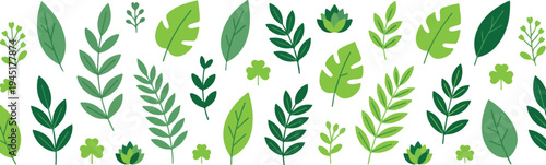 Fresh Green Foliage Seamless Pattern Banner Background