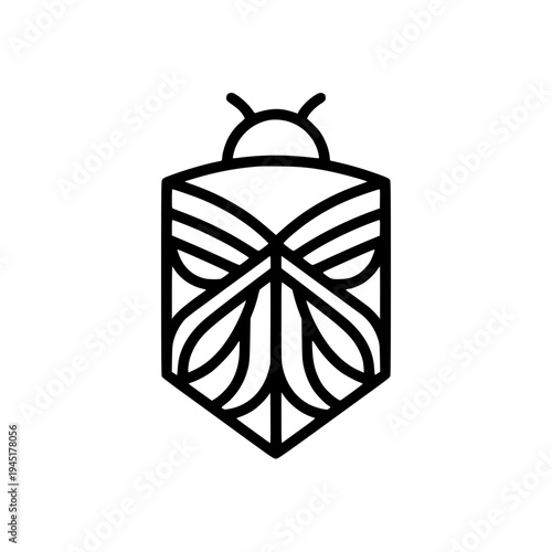 Abstract beetle vector illustration combining symmetrical wing elements with a solid shield-like body.