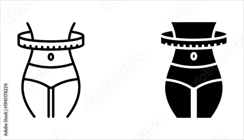 Weight loss line icon set, fitness and sport, symbol slim body with, on a white background.