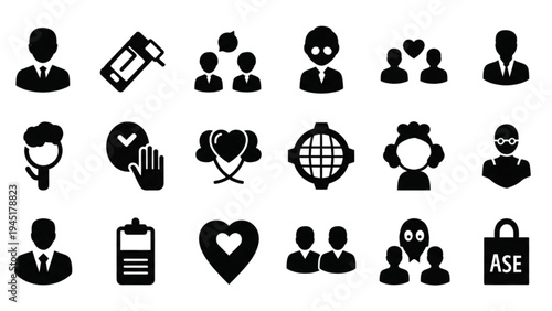 Vector Icon Sheet of Various People and Social Icons