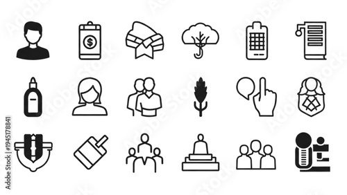 Vector Icon Sheet of People, Communication, Technology, Business, and Lifestyle
