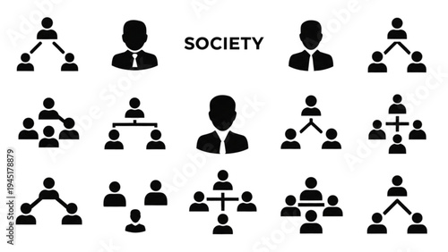 Vector Icon Sheet of People in Society Network Connections