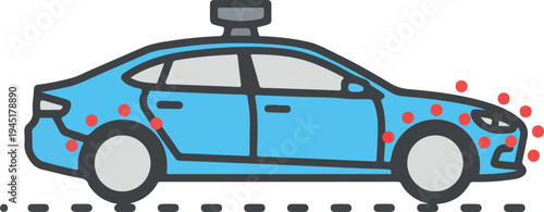 Autonomous Car with Advanced Sensor System Icon
