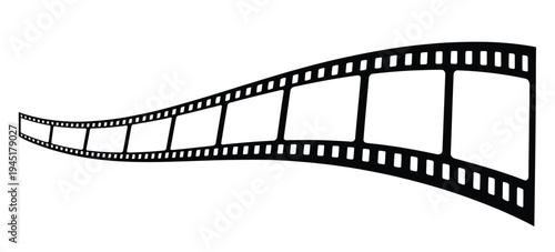 A series of film frames arranged in a curved line on a white background isolated on white background, Vector, illustration