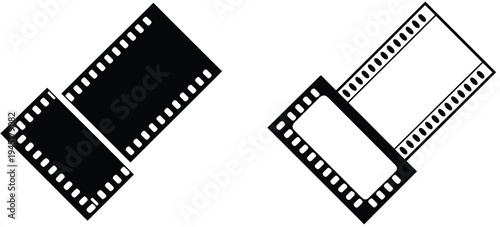 Two different types of film strips showcasing their unique designs and structures isolated on white background, Vector, illustration