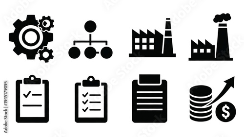 Vector Icon Sheet of Business and Industry Symbols