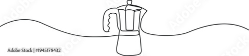 A stylized drawing of a coffee maker with a curved handle and spout Vector