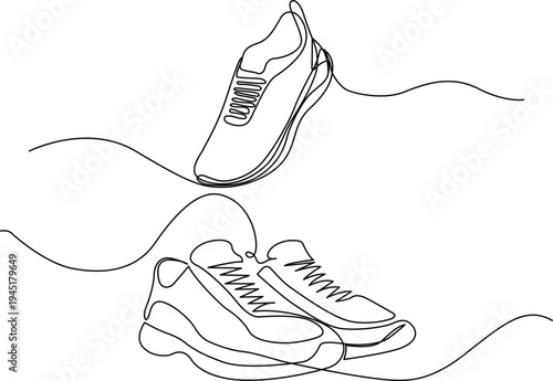 Two pairs of sneakers illustrated with simple lines and curves Vector