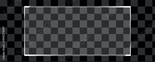 Transparent clear glass panel sheet overlay with glossy shiny reflection rectangle screen for modern window, tv monitor display silhouette