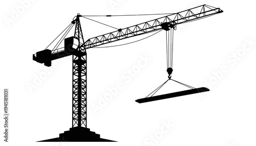 Crane silhouette icon for construction and industrial design projects