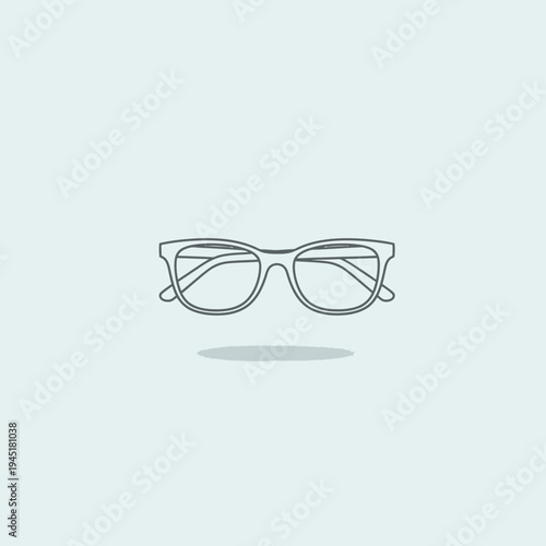 Minimalist Eyeglasses Icon on Light Blue Background