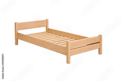 Wallpaper Mural Minimal Children's Wooden Bed Frame Light Natural Wood Tone Simple Scandinavian Design Studio Isolated Torontodigital.ca