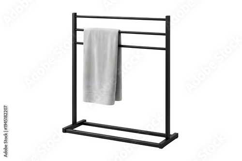 Wallpaper Mural Contemporary Freestanding Towel Rack Matte Black Metal Frame Minimalist Design Studio Isolated Torontodigital.ca