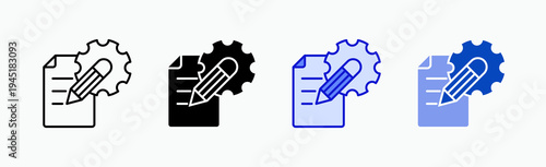 Settings Icon Sheet Multiple Style Collection Isolated Vector