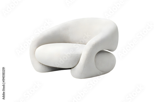 Wallpaper Mural High-End Designer Armchair Sculptural Curved Shape Neutral Textured Fabric Minimalist Luxury Aesthetic Studio Isolated Torontodigital.ca