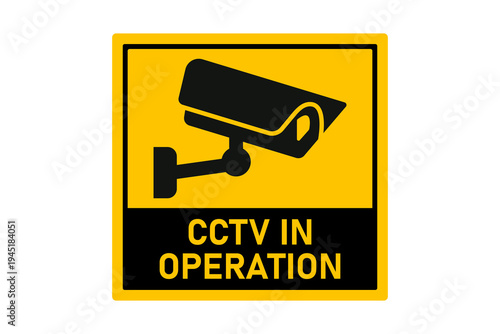 Εκτύπωση καμβά Yellow CCTV In Operation Security Camera Sign for Surveillance and Property Moni